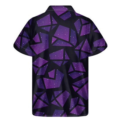 Purple Crystal Cosmic Galaxy Space Print Men's Short Sleeve Shirt