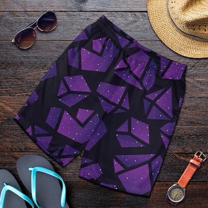 Purple Crystal Cosmic Galaxy Space Print Men's Shorts