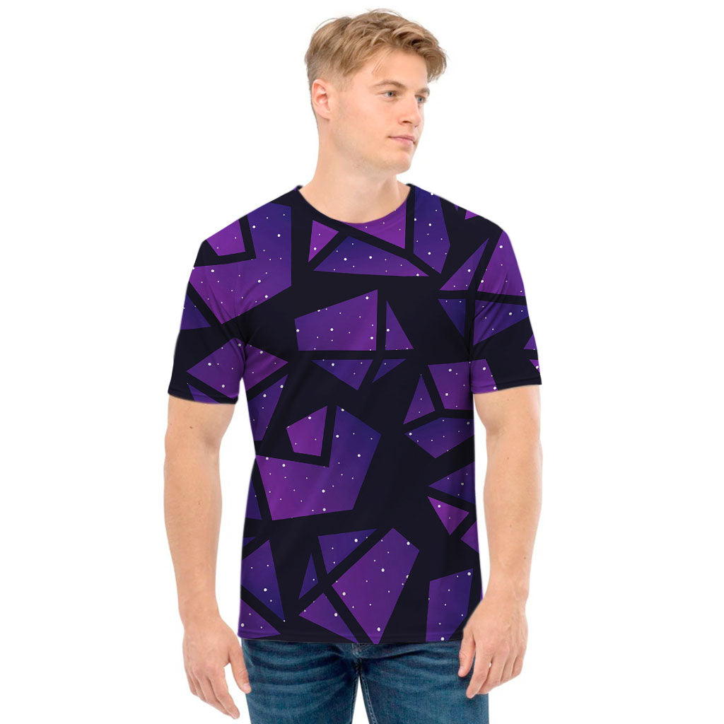 Purple Crystal Cosmic Galaxy Space Print Men's T-Shirt