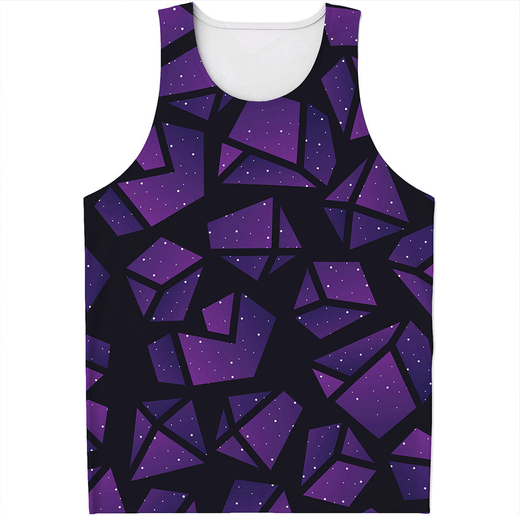 Purple Crystal Cosmic Galaxy Space Print Men's Tank Top