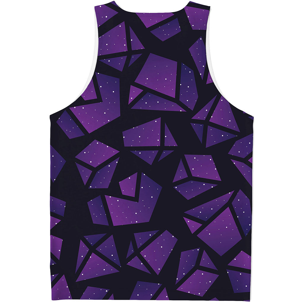 Purple Crystal Cosmic Galaxy Space Print Men's Tank Top