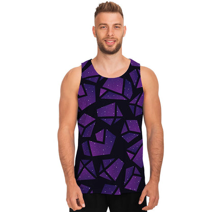 Purple Crystal Cosmic Galaxy Space Print Men's Tank Top
