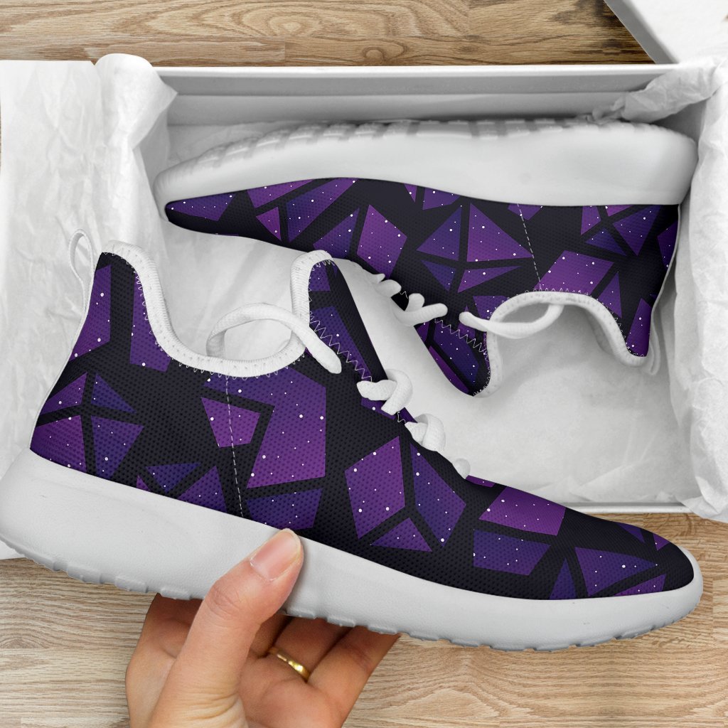 Purple Crystal Cosmic Galaxy Space Print Mesh Knit Shoes GearFrost