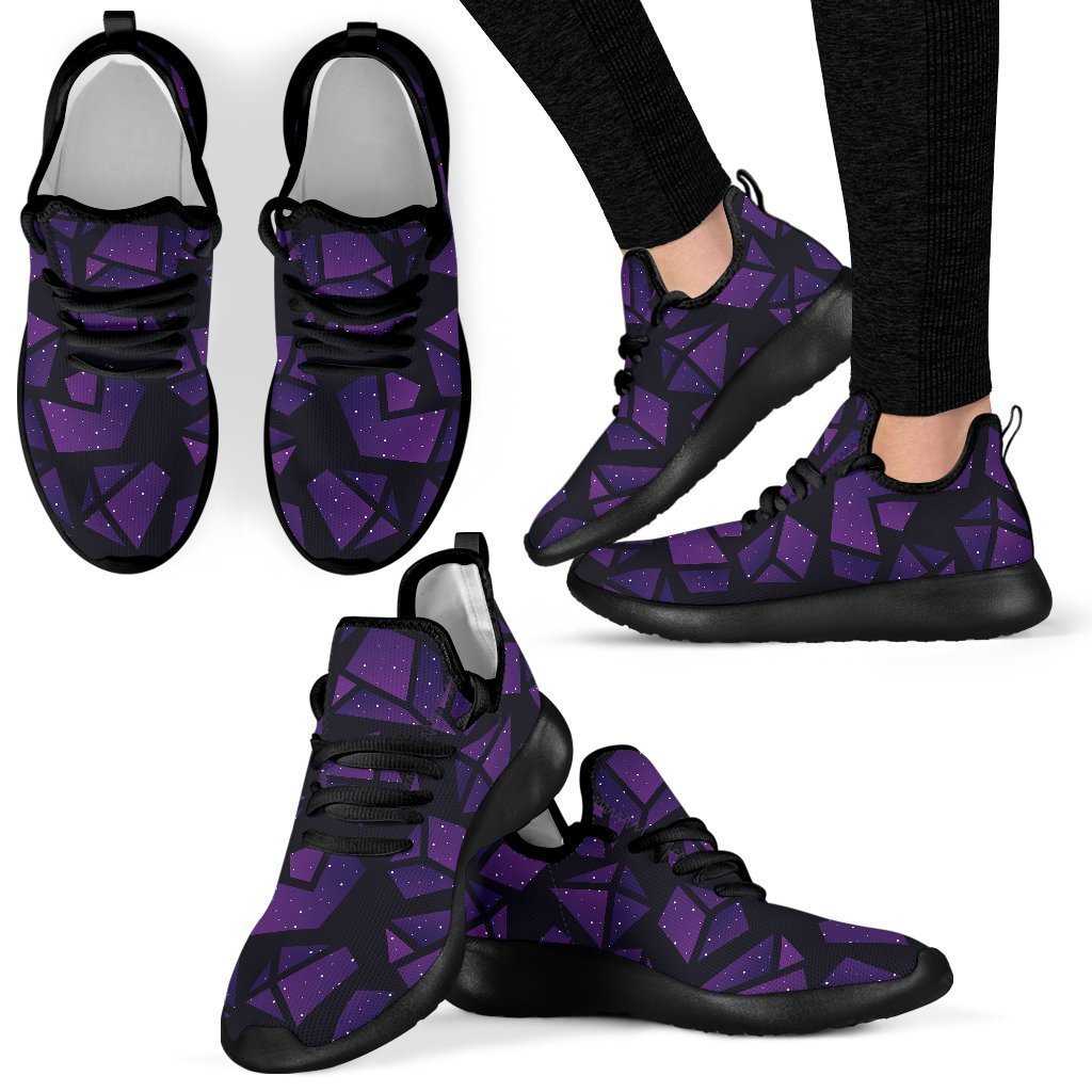 Purple Crystal Cosmic Galaxy Space Print Mesh Knit Shoes GearFrost
