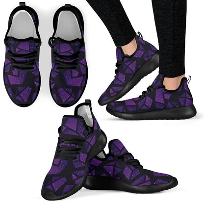Purple Crystal Cosmic Galaxy Space Print Mesh Knit Shoes GearFrost