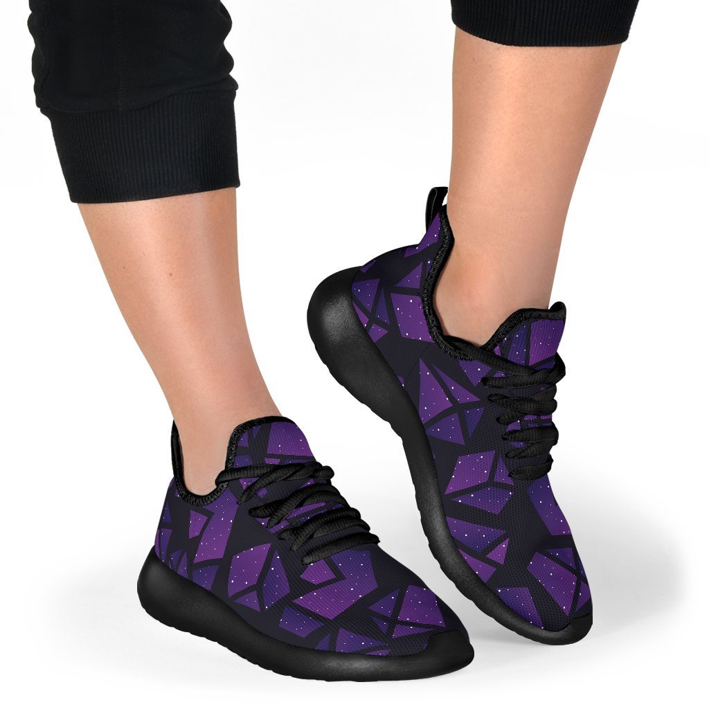Purple Crystal Cosmic Galaxy Space Print Mesh Knit Shoes GearFrost