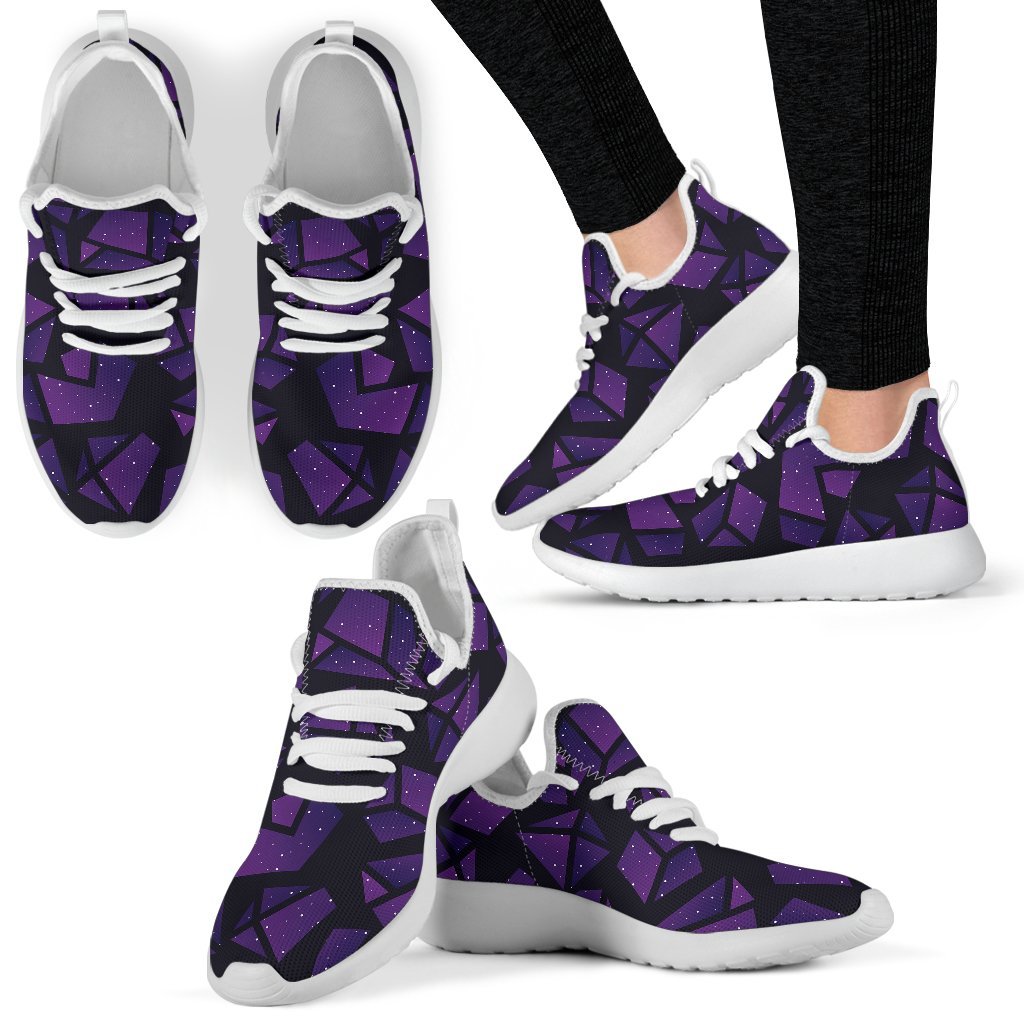 Purple Crystal Cosmic Galaxy Space Print Mesh Knit Shoes GearFrost