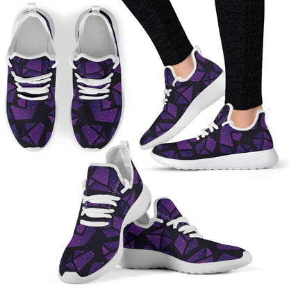 Purple Crystal Cosmic Galaxy Space Print Mesh Knit Shoes GearFrost