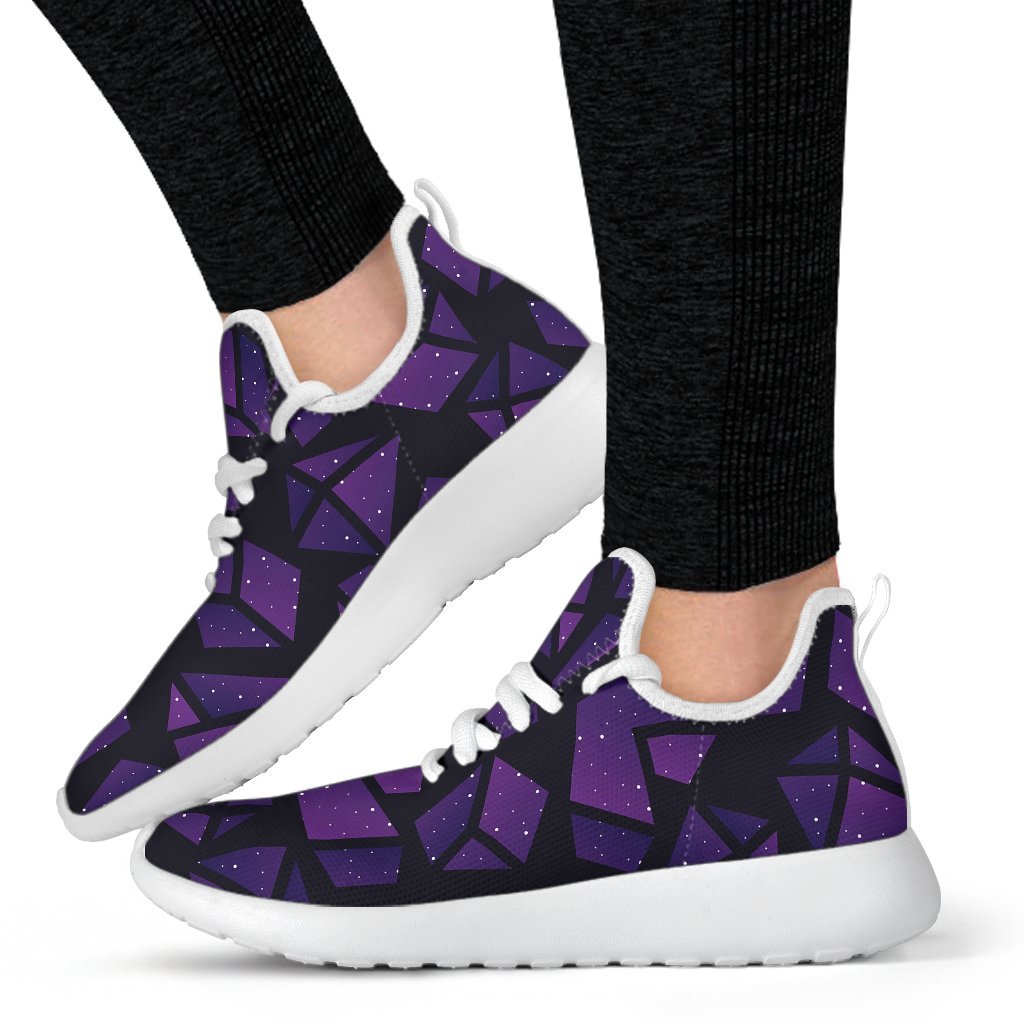 Purple Crystal Cosmic Galaxy Space Print Mesh Knit Shoes GearFrost