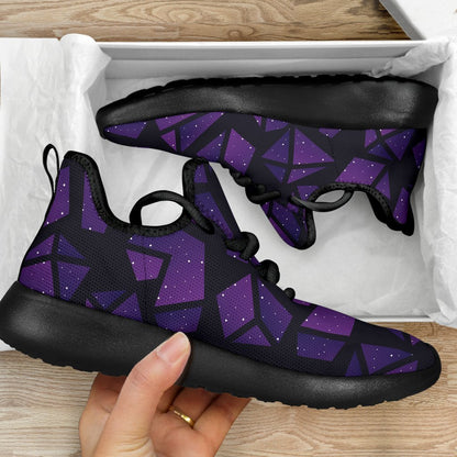 Purple Crystal Cosmic Galaxy Space Print Mesh Knit Shoes GearFrost