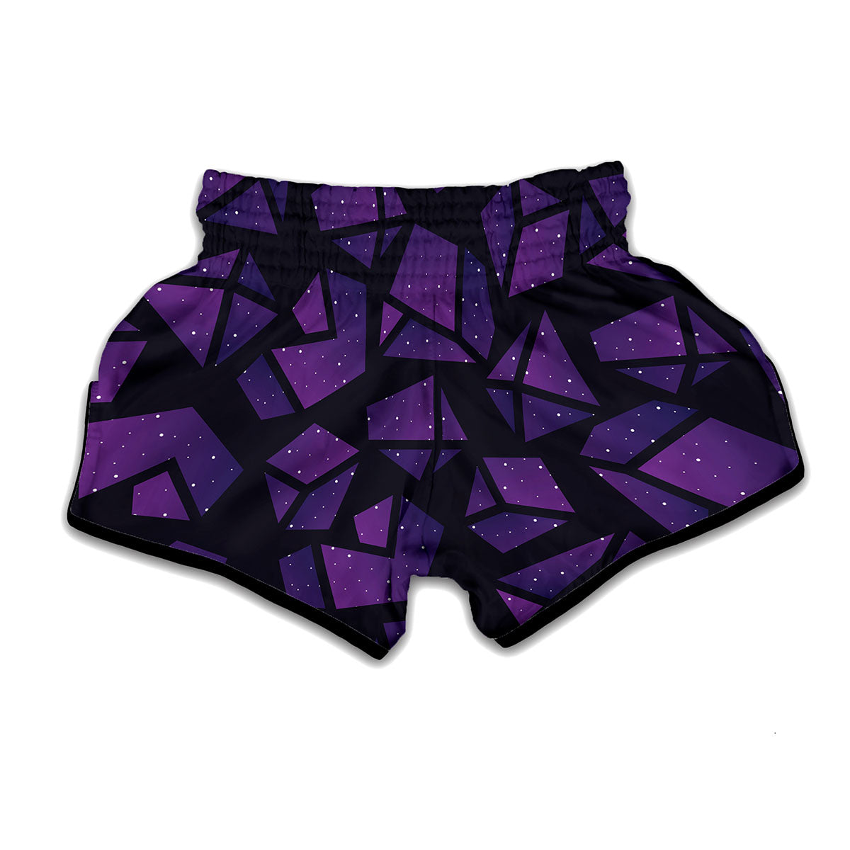 Purple Crystal Cosmic Galaxy Space Print Muay Thai Boxing Shorts