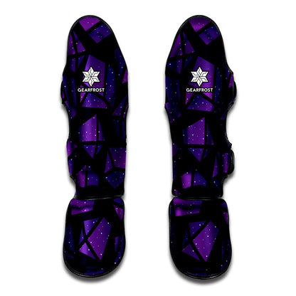 Purple Crystal Cosmic Galaxy Space Print Muay Thai Shin Guard