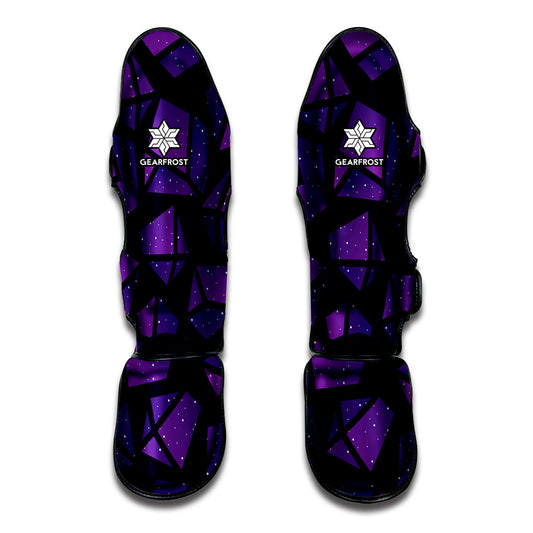Purple Crystal Cosmic Galaxy Space Print Muay Thai Shin Guard