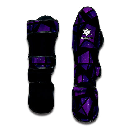 Purple Crystal Cosmic Galaxy Space Print Muay Thai Shin Guard
