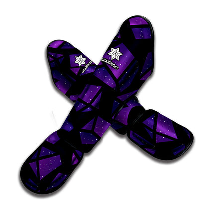 Purple Crystal Cosmic Galaxy Space Print Muay Thai Shin Guard