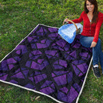 Purple Crystal Cosmic Galaxy Space Print Quilt