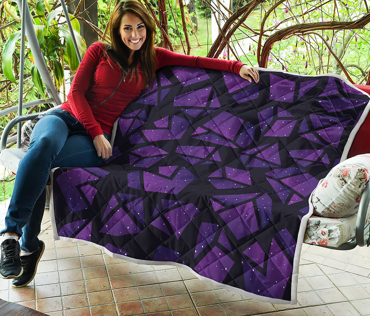 Purple Crystal Cosmic Galaxy Space Print Quilt