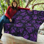 Purple Crystal Cosmic Galaxy Space Print Quilt