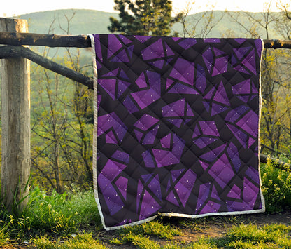 Purple Crystal Cosmic Galaxy Space Print Quilt