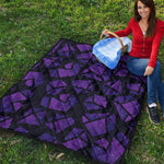 Purple Crystal Cosmic Galaxy Space Print Quilt