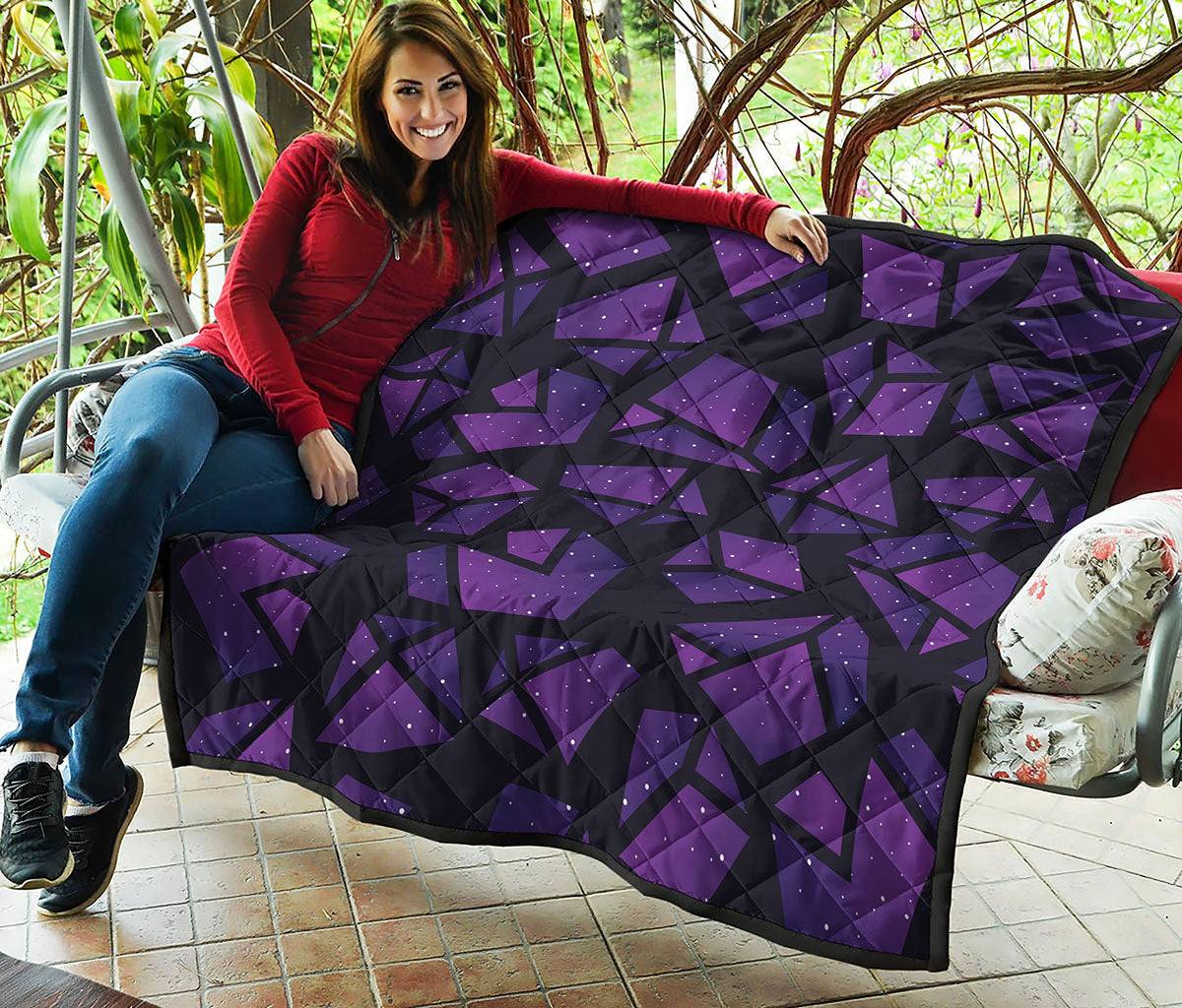 Purple Crystal Cosmic Galaxy Space Print Quilt