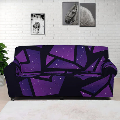 Purple Crystal Cosmic Galaxy Space Print Sofa Cover