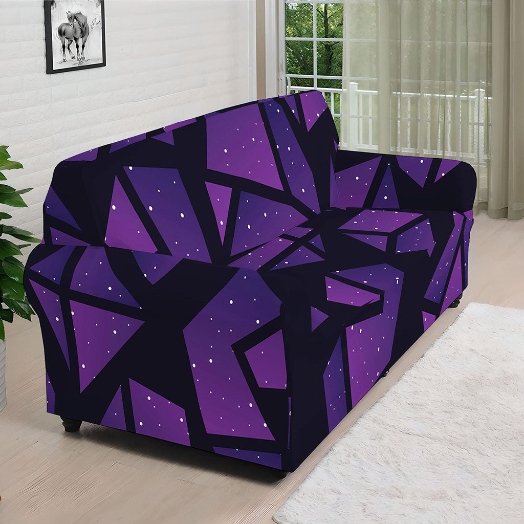 Purple Crystal Cosmic Galaxy Space Print Sofa Cover