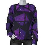 Purple Crystal Cosmic Galaxy Space Print Women's Crewneck Sweatshirt GearFrost