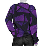 Purple Crystal Cosmic Galaxy Space Print Women's Crewneck Sweatshirt GearFrost