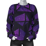 Purple Crystal Cosmic Galaxy Space Print Women's Crewneck Sweatshirt GearFrost