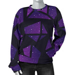 Purple Crystal Cosmic Galaxy Space Print Women's Crewneck Sweatshirt GearFrost