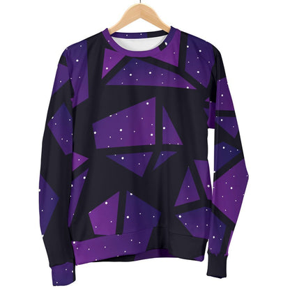 Purple Crystal Cosmic Galaxy Space Print Women's Crewneck Sweatshirt GearFrost
