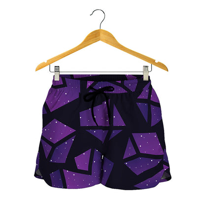 Purple Crystal Cosmic Galaxy Space Print Women's Shorts