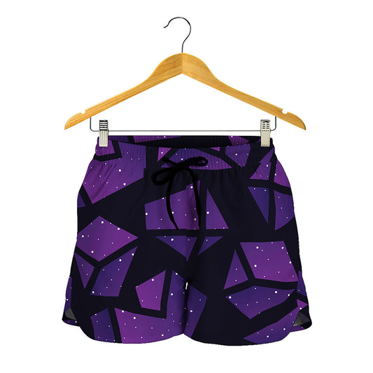 Purple Crystal Cosmic Galaxy Space Print Women's Shorts