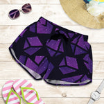 Purple Crystal Cosmic Galaxy Space Print Women's Shorts