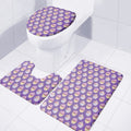 Purple Cupcake Pattern Print 3 Piece Bath Mat Set