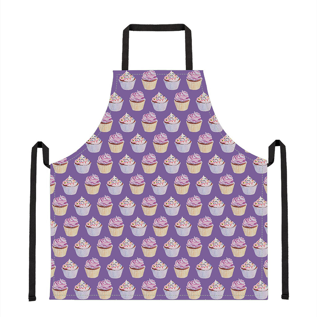 Purple Cupcake Pattern Print Apron