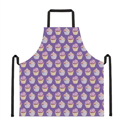 Purple Cupcake Pattern Print Apron
