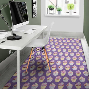 Purple Cupcake Pattern Print Area Rug