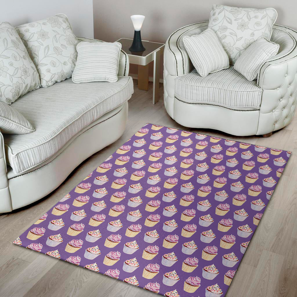 Purple Cupcake Pattern Print Area Rug