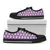 Purple Cupcake Pattern Print Black Low Top Shoes
