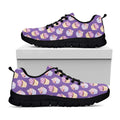 Purple Cupcake Pattern Print Black Running Shoes