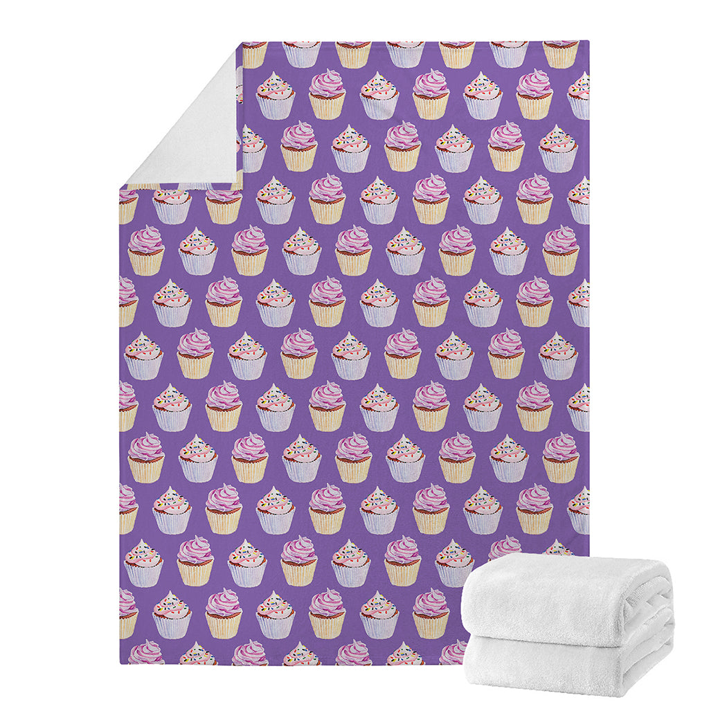 Purple Cupcake Pattern Print Blanket