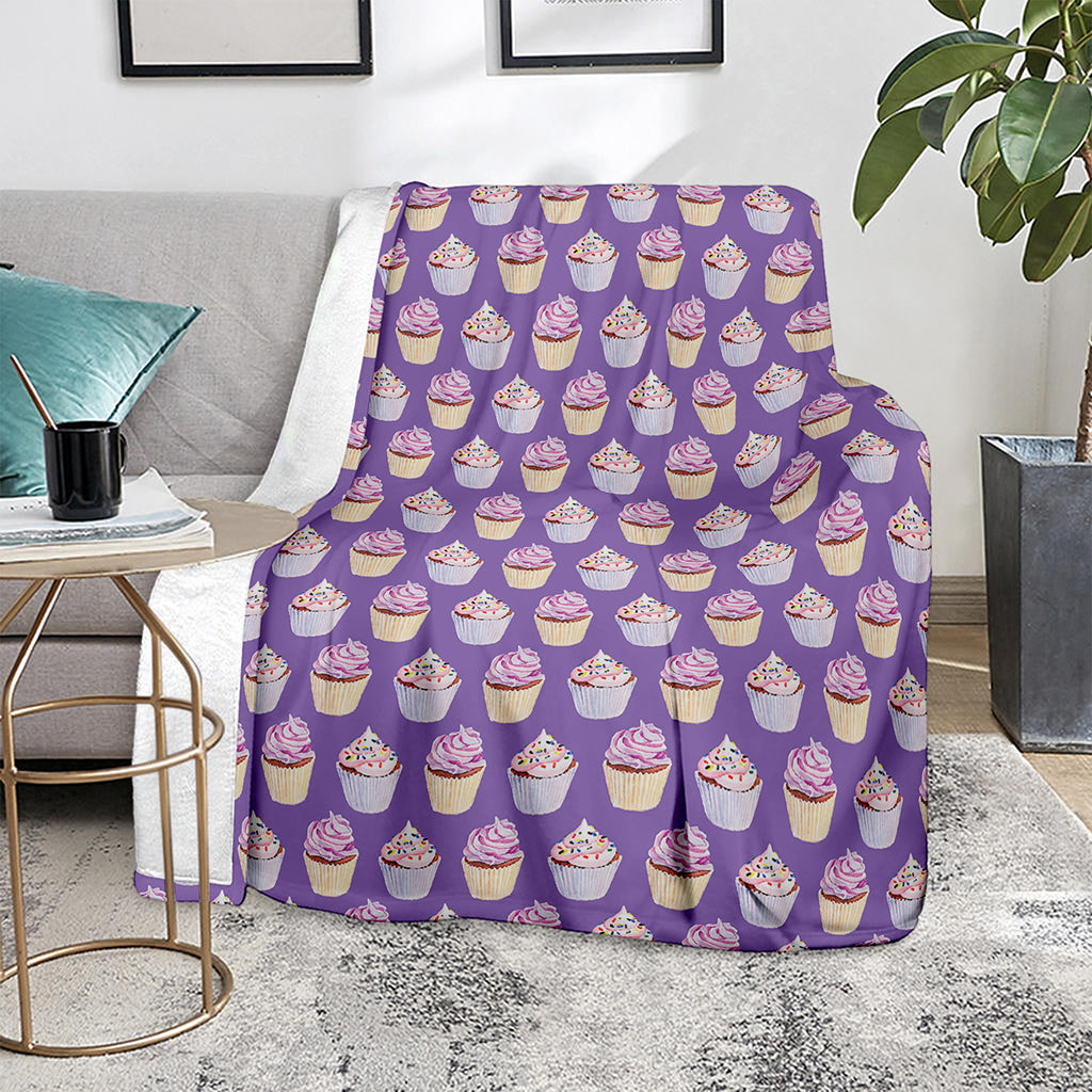 Purple Cupcake Pattern Print Blanket