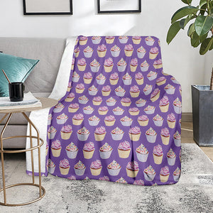 Purple Cupcake Pattern Print Blanket