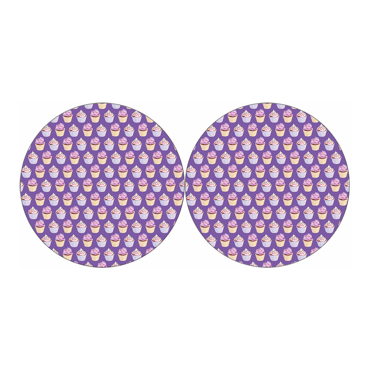 Purple Cupcake Pattern Print Car Coasters