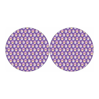 Purple Cupcake Pattern Print Car Coasters