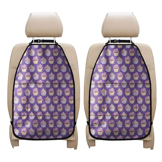 Purple Cupcake Pattern Print Car Seat Organizers