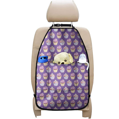 Purple Cupcake Pattern Print Car Seat Organizers