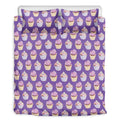 Purple Cupcake Pattern Print Duvet Cover Bedding Set